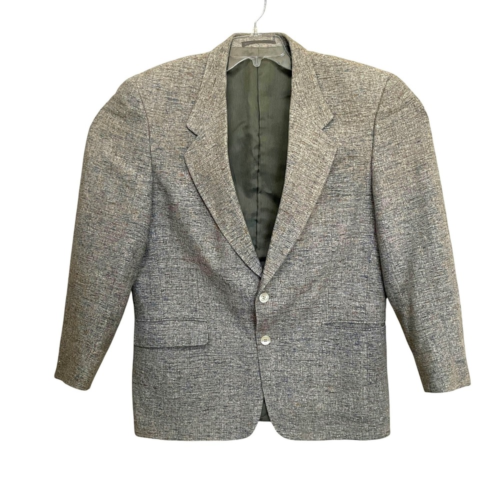 Vintage Silk Blazer C&R Clothiers Mens 42R Grey Textured Sport Coat Wedding